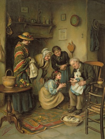 Family Worship, from the Pears Annual, 1911 by Joseph Clark